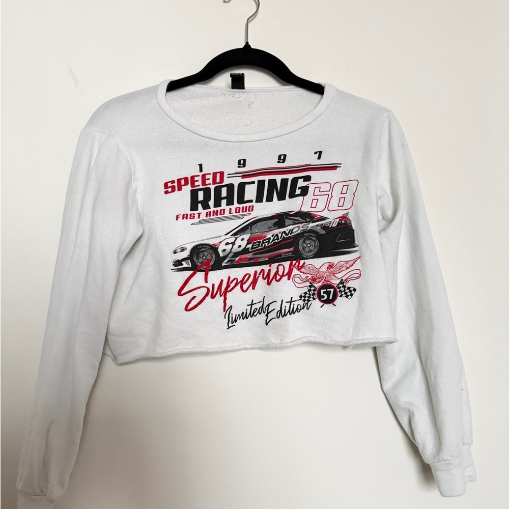 Windsor White Cropped Top with Branded Neck Tag